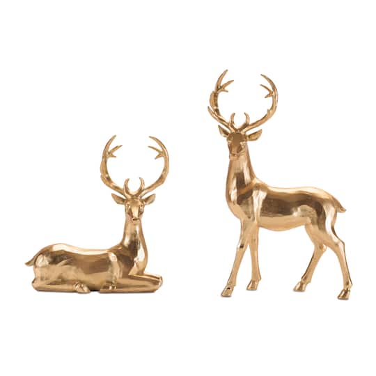 Melrose Gold Metallic Deer Figurines Set